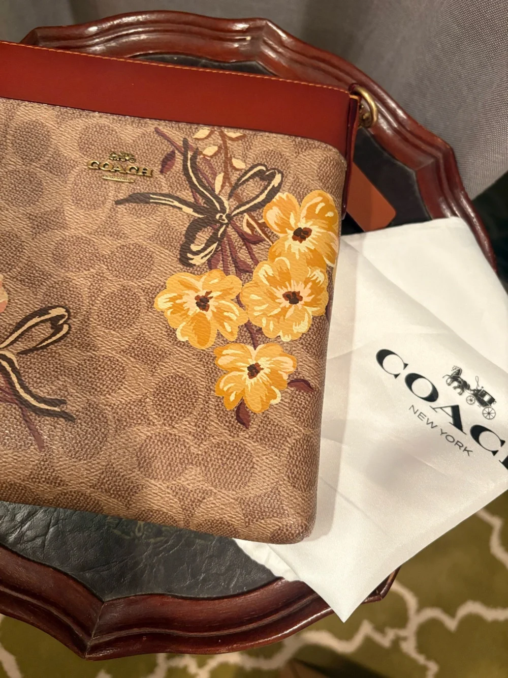 Coach Kitt Crossbody in Prairie Floral Print Coated Canvas and Brown Leather